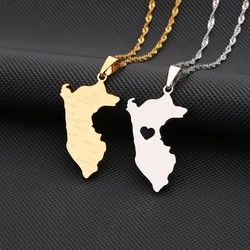 República del Perú Map City Pendatn Necklace Stainless Steel Men Women Peru Maps Jewelry GIft