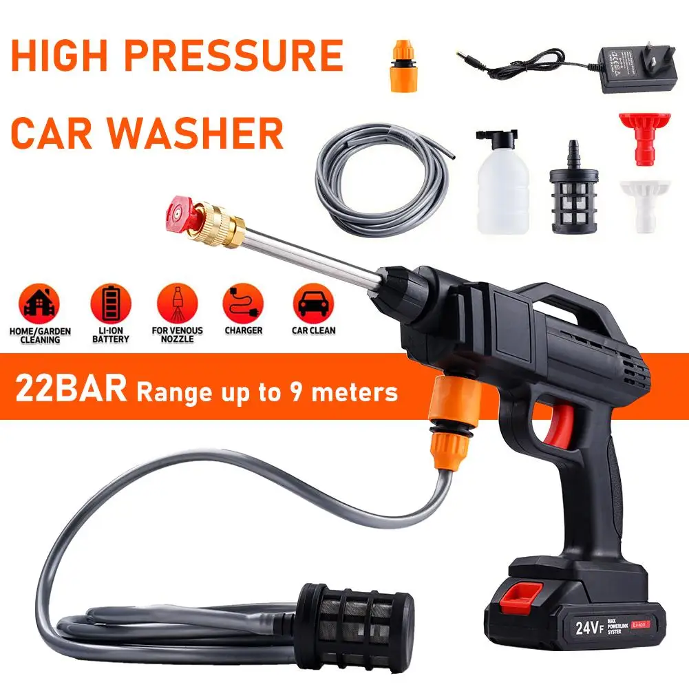 High Pressure Spray Water Gun 24V/48V Cordless Pressure Washer Portable Car Cleaner EU/US/UK/AU Plug