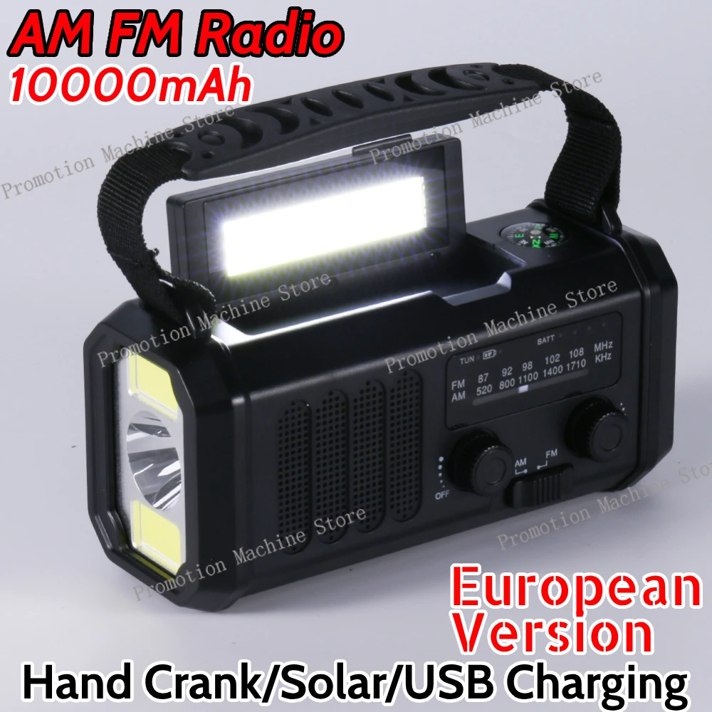 

Solar Powered AM FM Weather Radio SOS Alarm Type-C Charging Emergency Weather Radio with LED Flashlight Reading Lamp for Camping