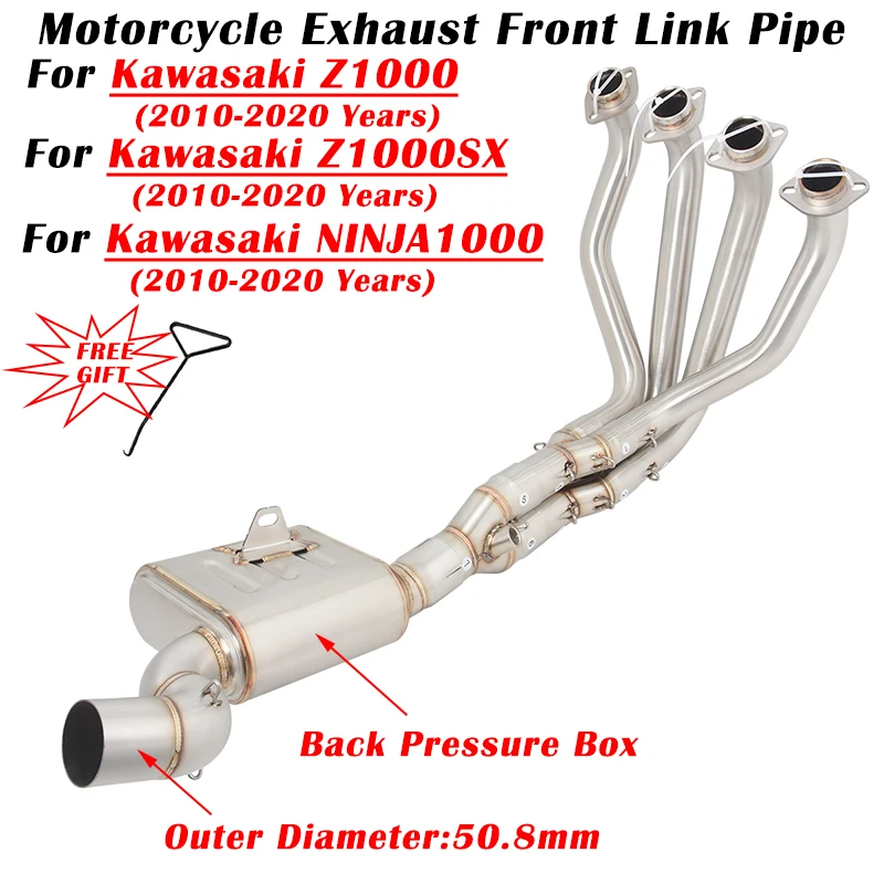 

For Kawasaki Ninja Z1000 SX 2010- 2020 Motorcycle Exhaust Escape Modified System Muffler Front Link Pipe With Back Pressure Box