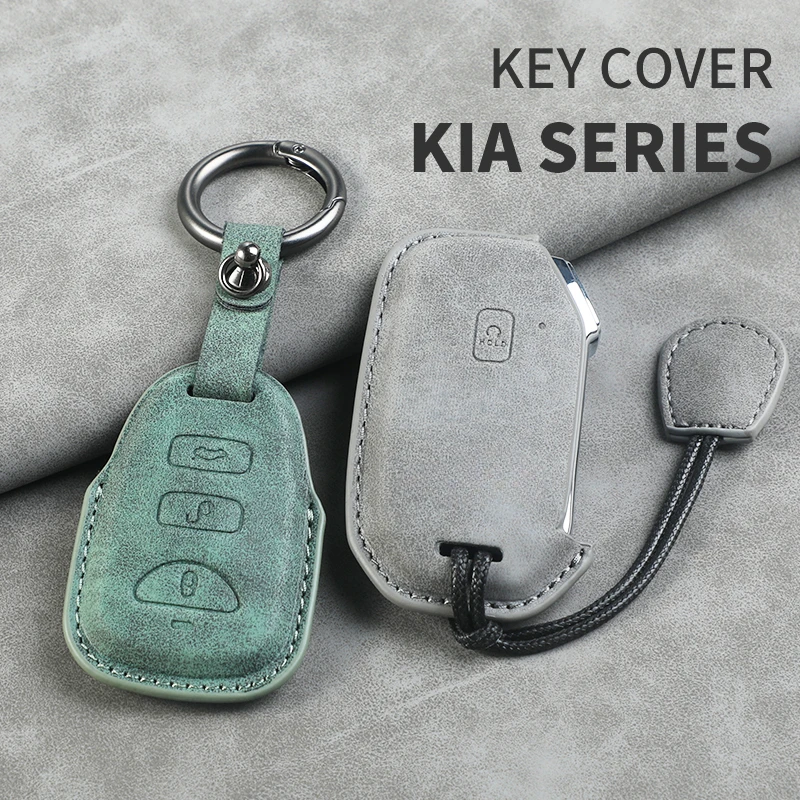 5 Buttons Leather Car Key Case Cover Shell for Kia Telluride Telluride SX 2021 Sportage R 2022 K5 GT Line 2021 Seltos 2020