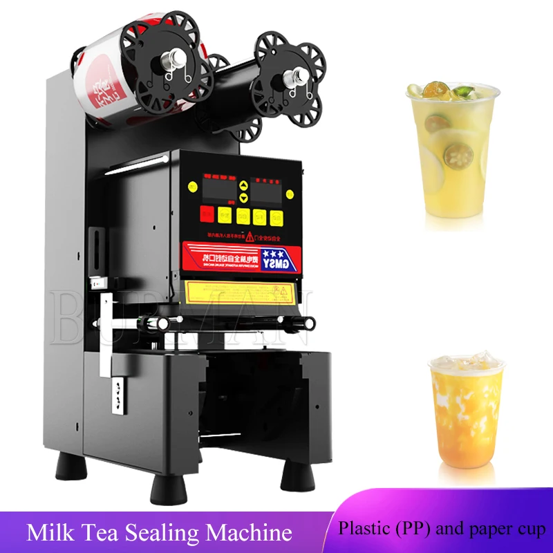 Automatic Cup Sealing Machine Plastic Or Paper Bubble Tea Cup Sealer 220V 110V