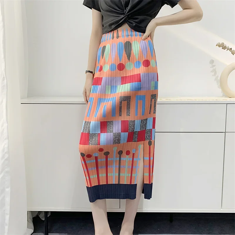 

Printed Summer Pleated Half Skirt for Women 2025 New Pressed Pleated Half Skirt Fashion Pleated Skirt