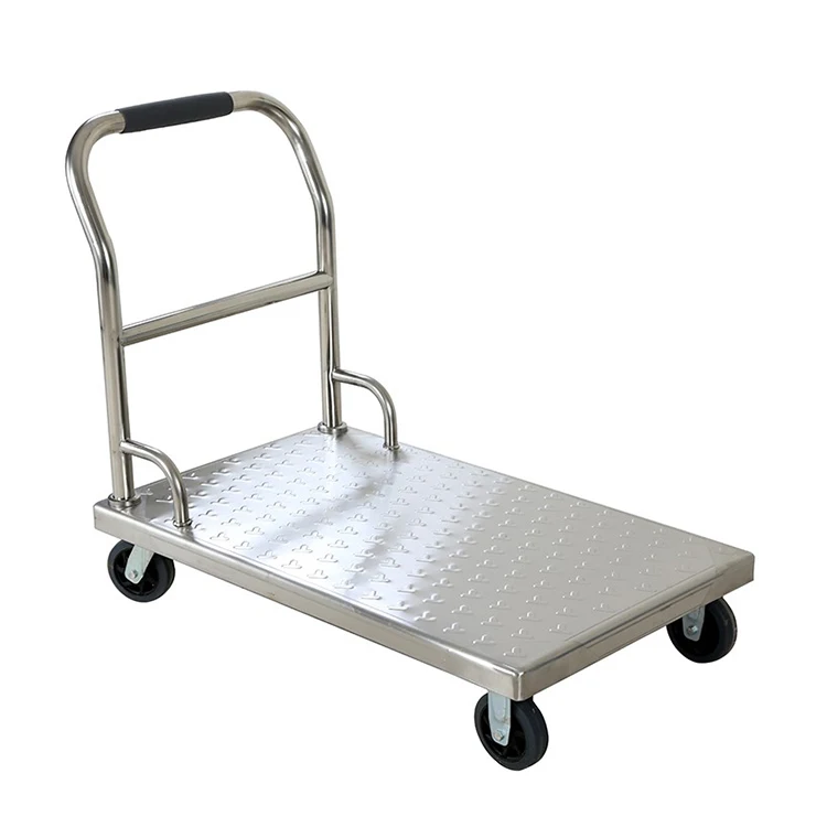 Ruitai stainless steel flat trolley bracket folding silent  four-wheel trailer trolley