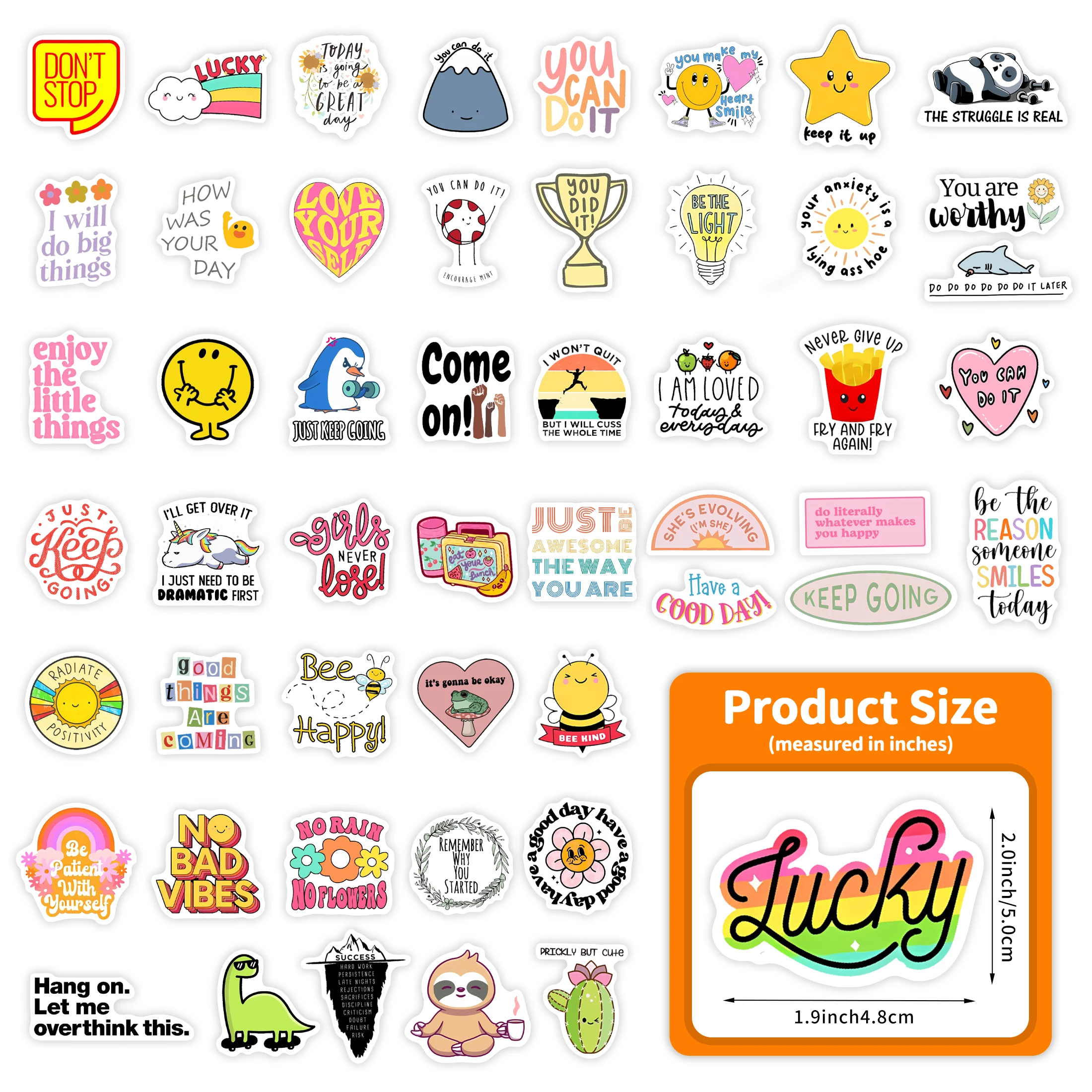 51 قطعة من ملصقات Lucky Glow in the Dark المقاومة للماء من الفينيل وزجاجة مياه لتزيين كتب الكمبيوتر للأطفال والمراهقين لعبة ذاتية الصنع