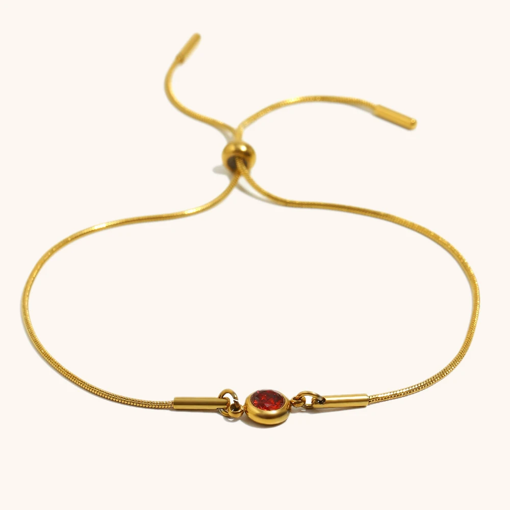 Pull-out Snake Chain Colored Zircon Bracelet, Fashionable Gift