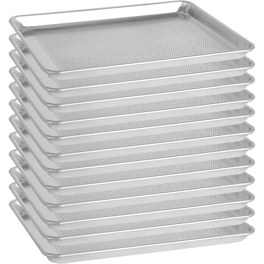 

12 упаковок, половина размеров, алюминиевый противень размером 18 x 13 дюймов, перфорированное коммерческое хлебопекарное оборудование, листы для печенья, одобренные NSF, выпечка