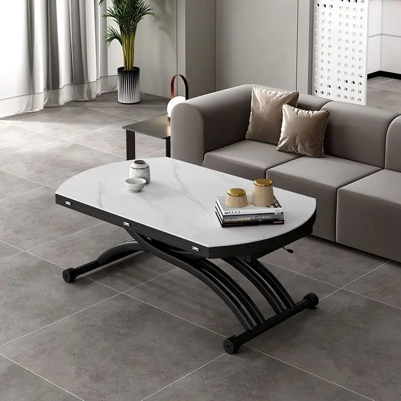 Small apartment coffee table dining table two-in-one dual-purpose lifting rock slab multi-functional