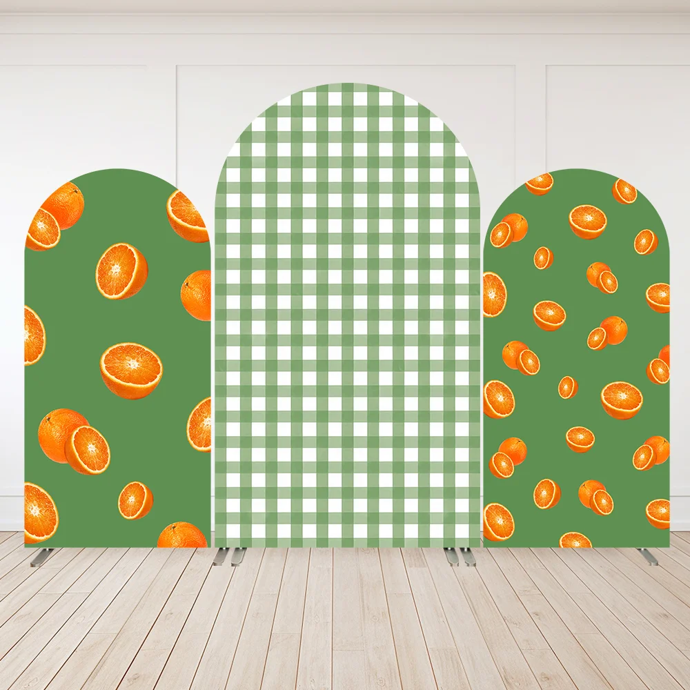 

Green Wall Newborn Baby Shower Arched Backdrop Cover Party Supplies Summer Orange Fruit Kdis Birthday Arch Wall Background