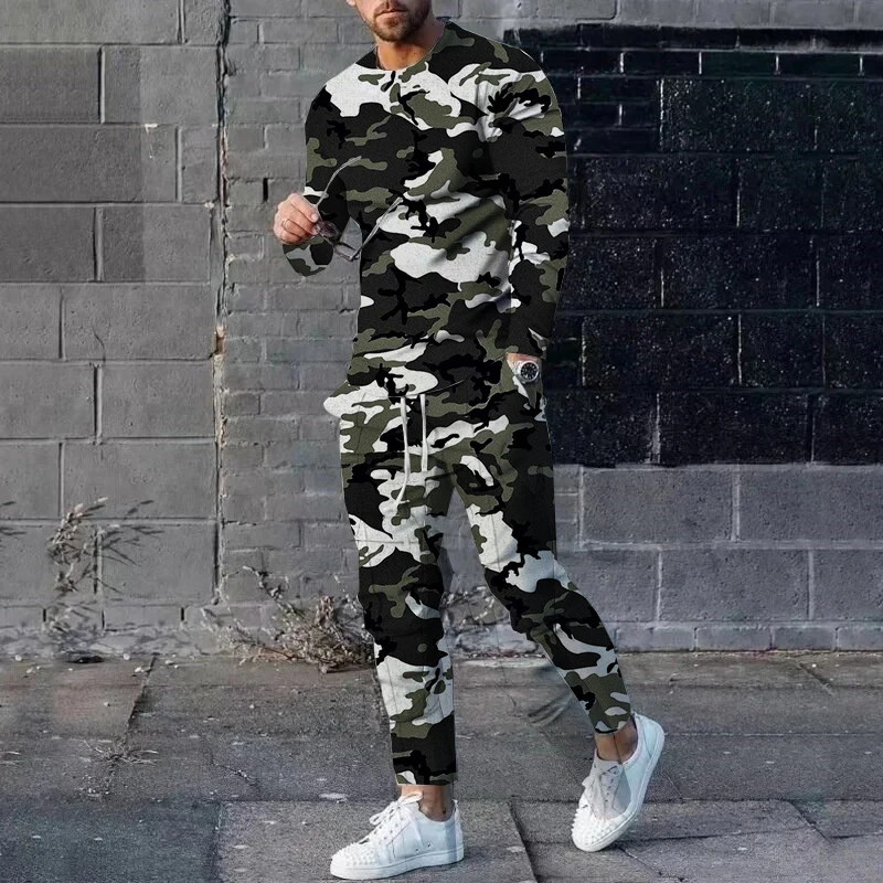 

2025 Spring and Autumn Fashion Camouflage Printed Men's Adult Long Sleeve Suit Daily Casual Street Cool Handsome Trend Suit