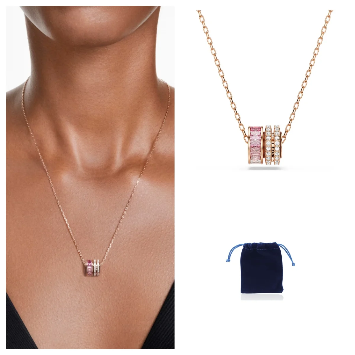 

Connexus pendant Mixed cuts, Pink, Rose gold-tone plated