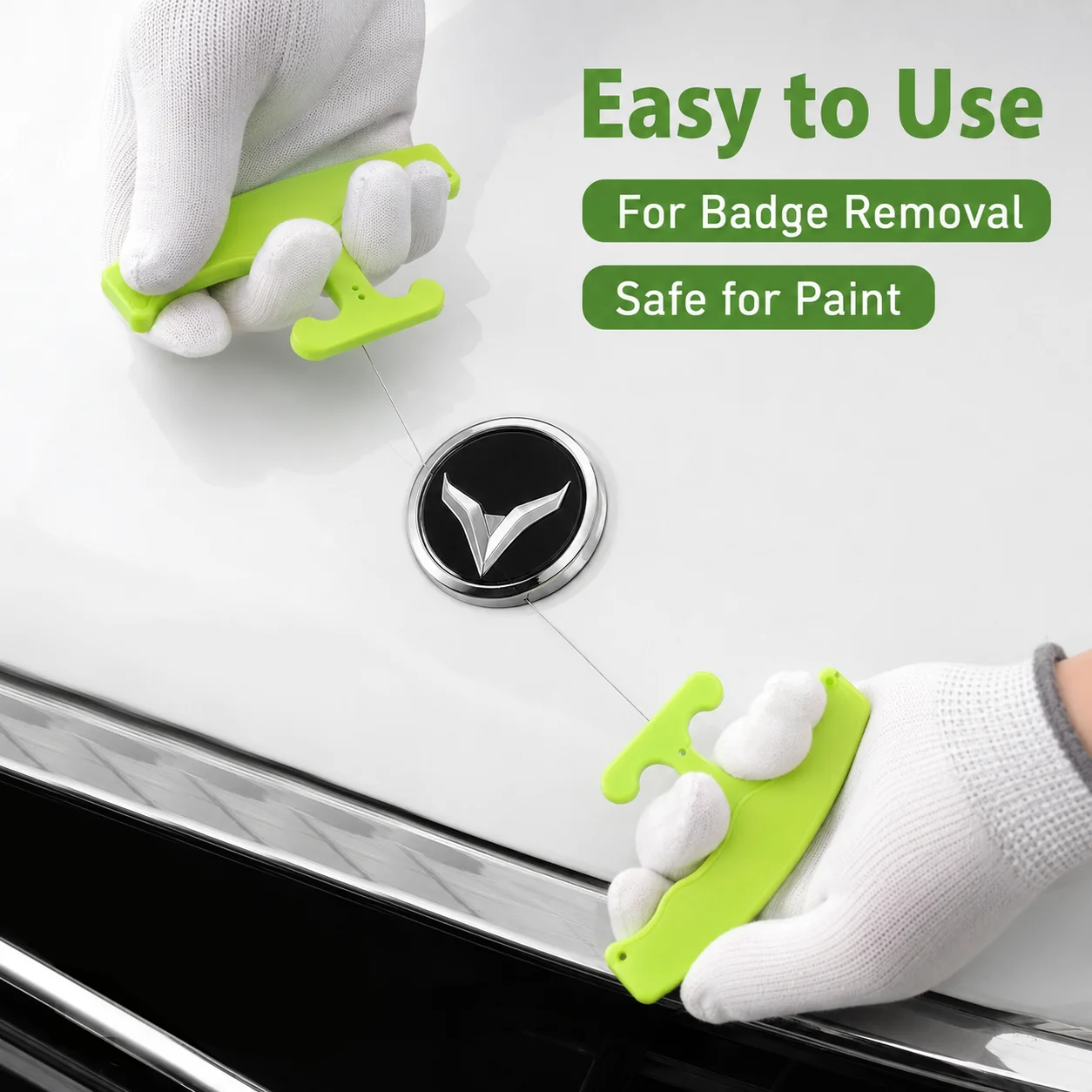 KUNAISI Car Emblem Remover Tool Kit Plastic Badge Removal Handles with 5m Replacement Line Storage Box Auto Logo Trim Removal