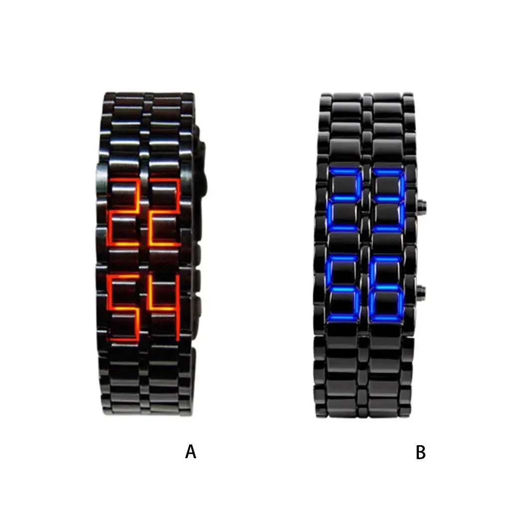 Men Watch Lava LED Faceless Watches Digital Bracelet Couple Lover Retro Style Hand Wrist Clock Wristwatch Full Chain Red