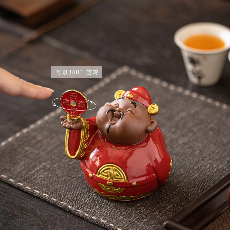 Ceramic God Of Ornament For Attracting Wealth, New Chinese Style Home Living Room Office Desktop Decoration, Opening Gift