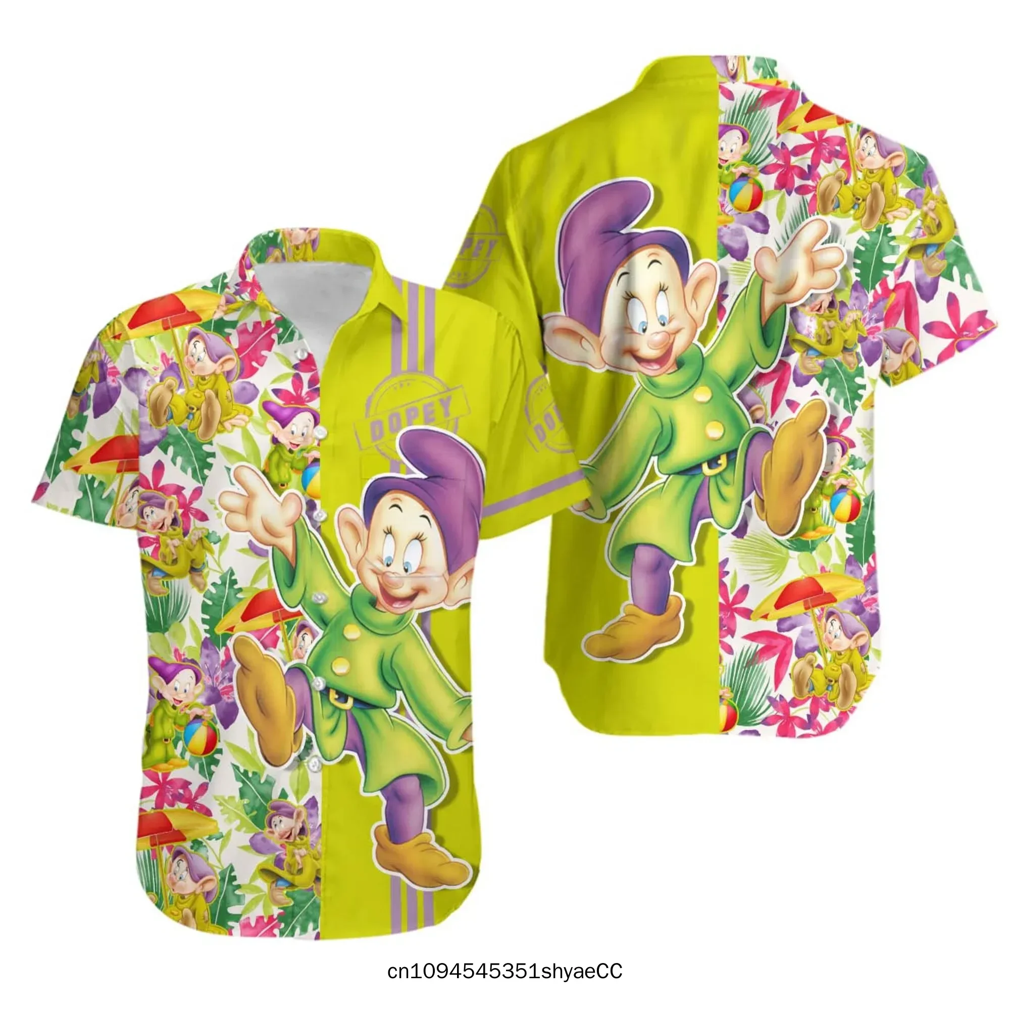 Disney Dopey Dwarf Hawaiian Shirt Men Women Short Sleeve Beach Shirt Disney Hawaiian Shirt Fashion Casual Shirt Top