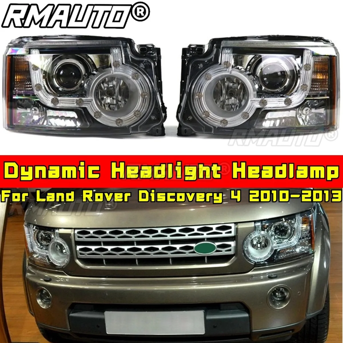 

Для Land Rover Discovery 4 2010-2013, комплект для подбородка, динамические фары, дневные ходовые огни, комплекты для укладки ближнего света