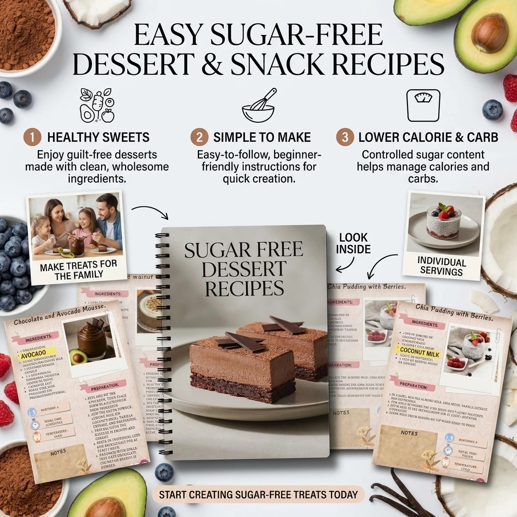 Sugar-Free Dessert Recipe Books Low-Calorie Snack Making Guide with Step-by-Step Baking Instructions for Beginners Fitness