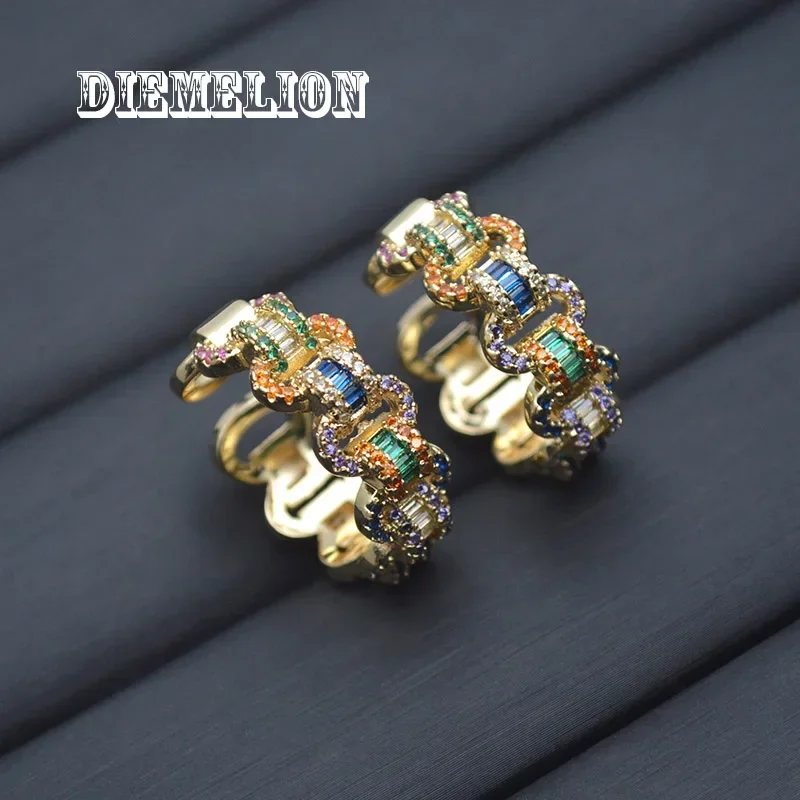 Chic Dazzling Cuban Link Chain Rings for Women Full Pave Rainbow Zirconia Tennis Ring Fashion Accessories Hiphop Rock Jewelry