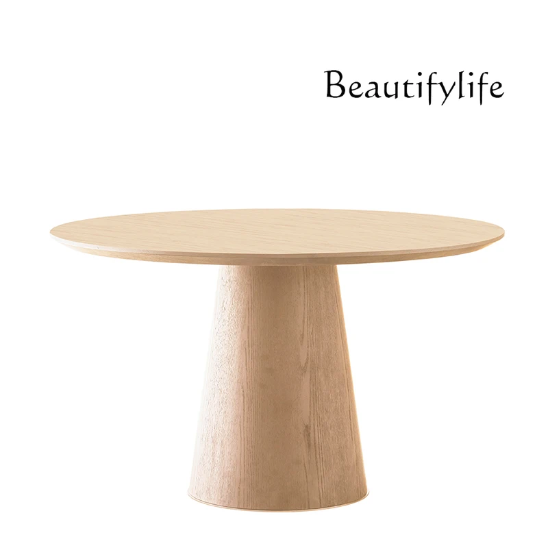 Nordic and Japanese Style Silent Style Walnut White Oak Log Black Solid Wood Modern round Table Modern Minimalist