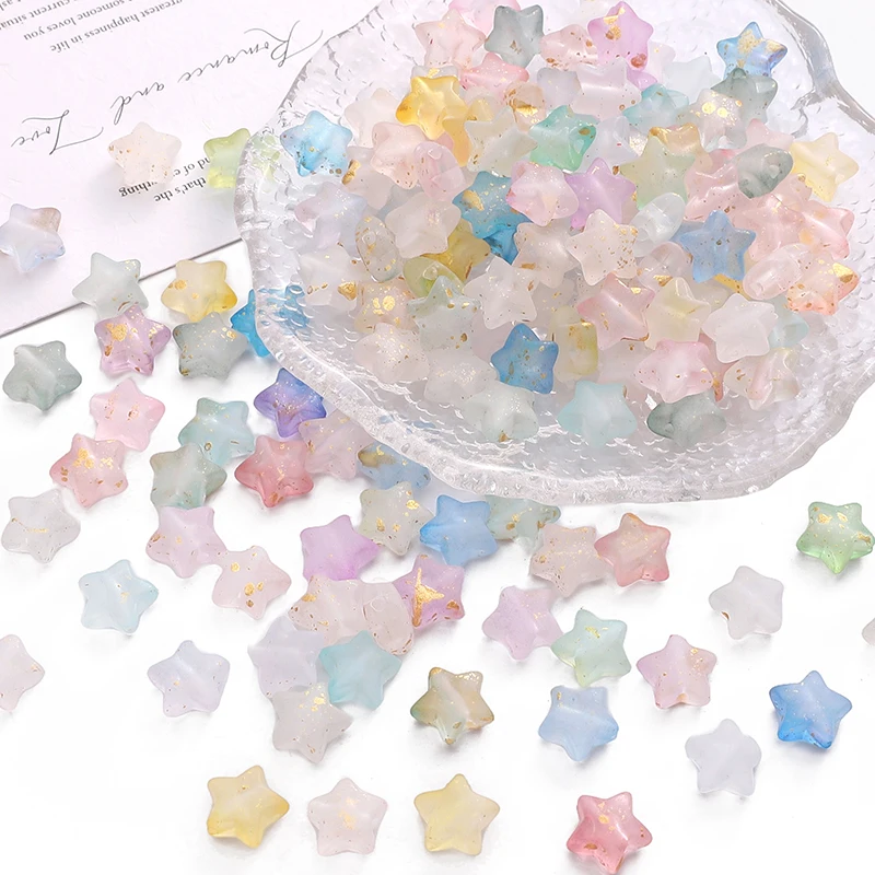 50Pcs/lot Acrylic Star Beads10x9mm Sparkling Makaron Color Pentagram Beads Fashion DIY Material Necklace Earrings Making