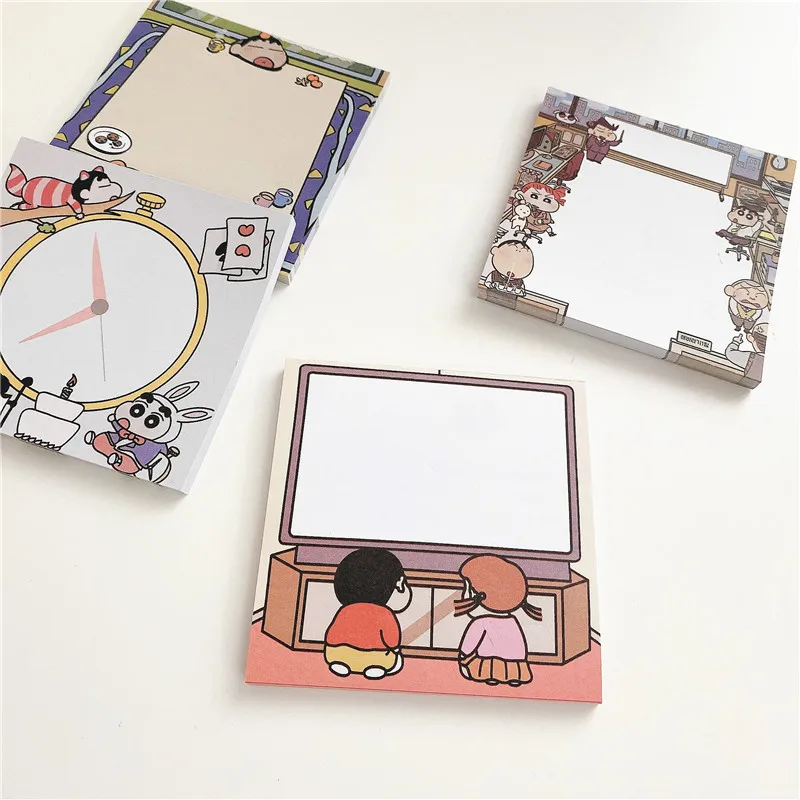 Crayon Shin-Chan Sticky Notes Kawaii Cartoon Cute Student Message Notepad Note Take Notes Notebook Kids Toys for Girls Gifts