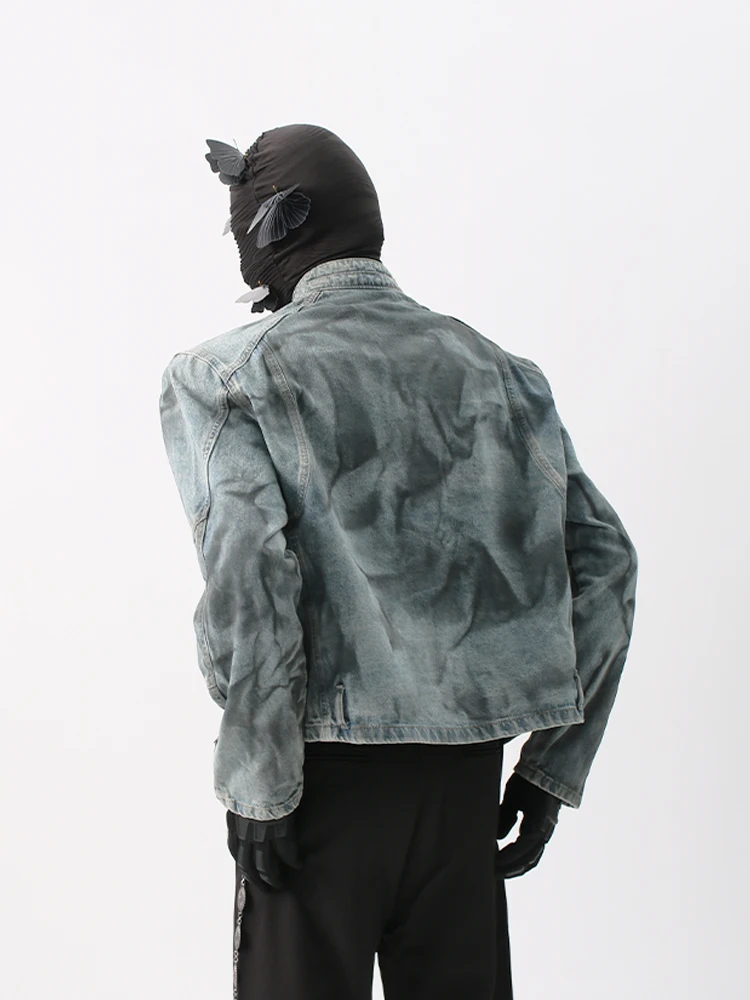 

Нишевый дизайнерский стиль Авангардная усовершенствованная короткая куртка Осеннее джинсовое пальто в американском стиле High Street Мужская мода