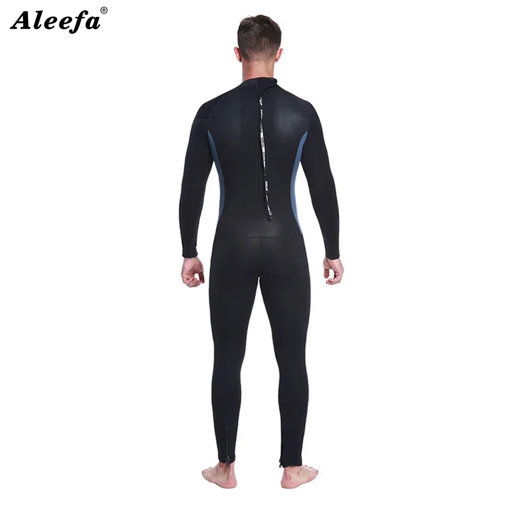 Men Blind Seam Wetsuit 5mm Neoprene cuff with zipper Long Sleeve One Piece Diving Suit Freediving