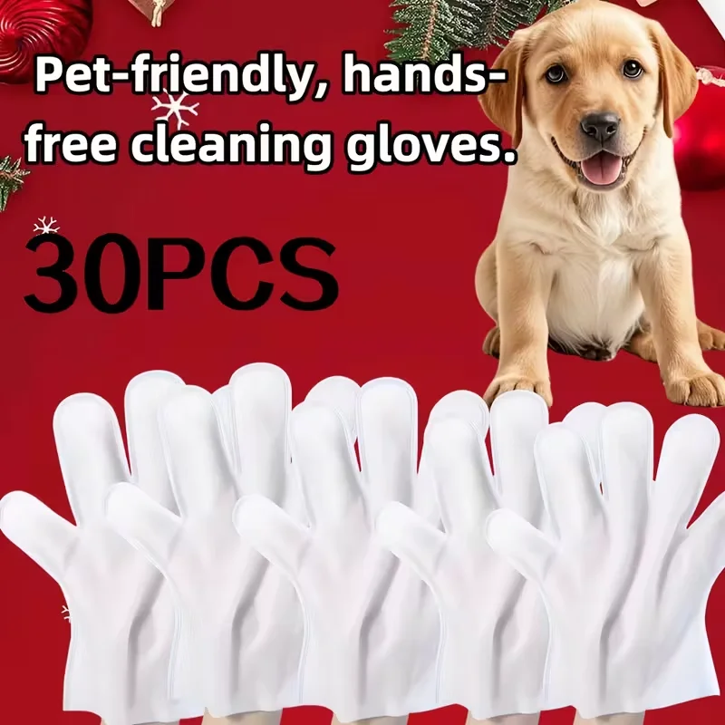 

30pcs Disposable Pet Bathing Gloves Cat Dog Bath Wipes Bath-Free Gloves Clean Dry Cleaning Deodorant Pet Supplies For Pet Stores