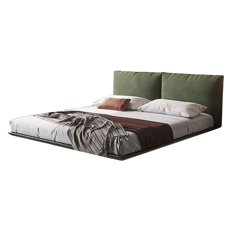 

Wabi Sansan master bedroom modern simple cream solid wood flannel soft bag bed