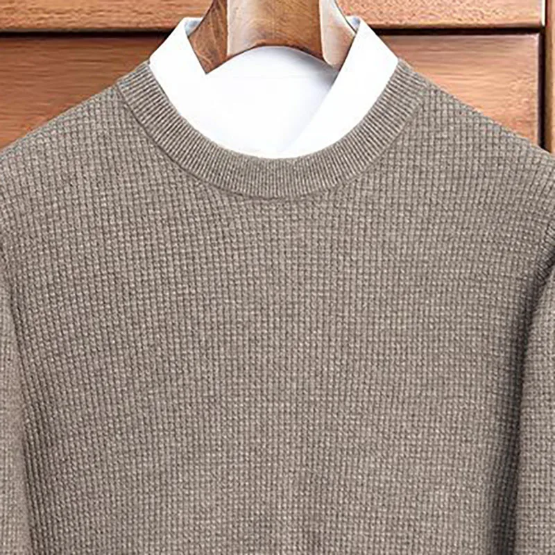 Men O-Neck Cashmere Thicken Sweater Handsome Fashion Korean Casual Warm Short Sweater Autumn Winter Male Knit Pullover Sweater