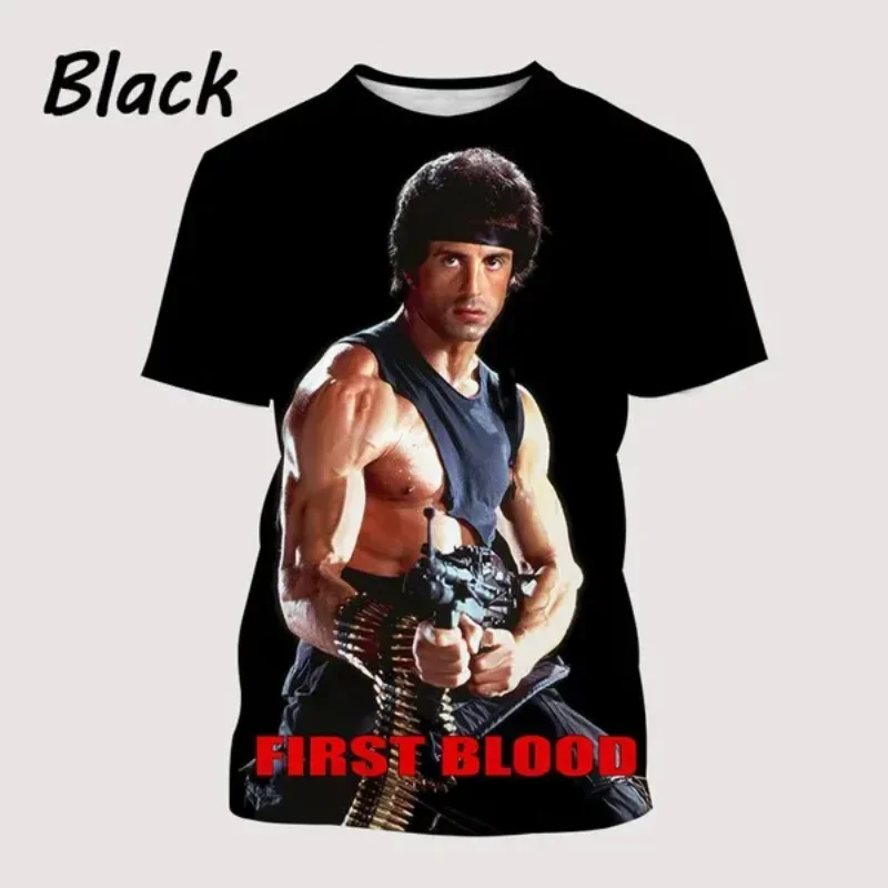Fashion Men Clothing Action Movie RAMBO 3D Print T-shirt Personality Hip Hop Unisex Oversized T Shirt Harajuku Streetwear Tops