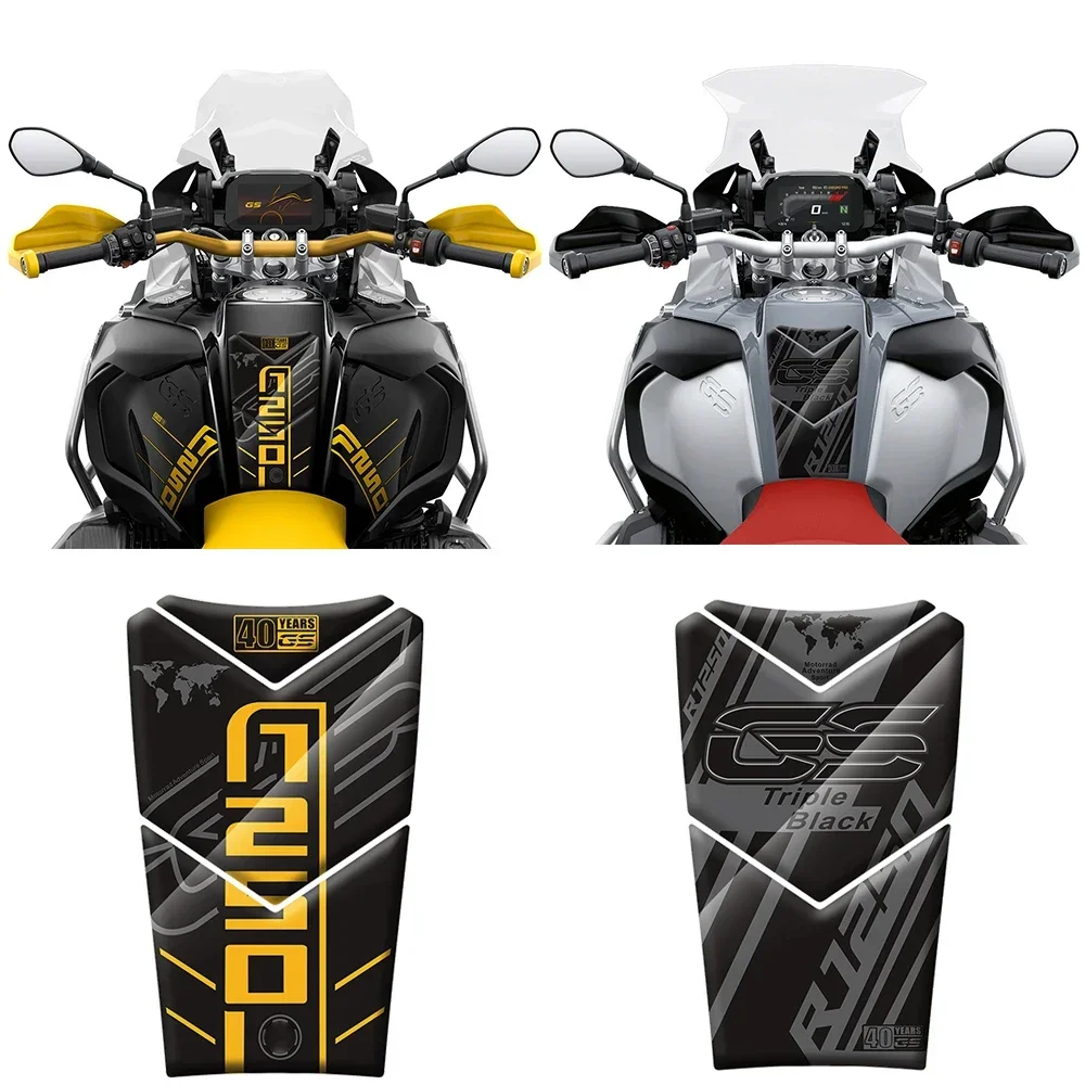 لسيارة BMW R1250GS R 1250 GS Adventure 2020 - إصدار ثلاثي أسود ثلاثي الأبعاد حماية وسادة خزان الراتنج