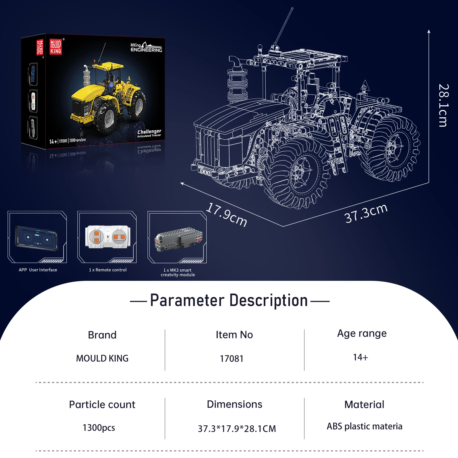รถแทรกเตอร์แบบประกอบได้ Challenger 17081 จำนวน 1300 ชิ้น โมเดลยานพาหนะการเกษตรขนาดใหญ่ สำหรับผู้ใหญ่และเด็ก ของเล่นเสริมพัฒนาการ DIY ของขวัญ