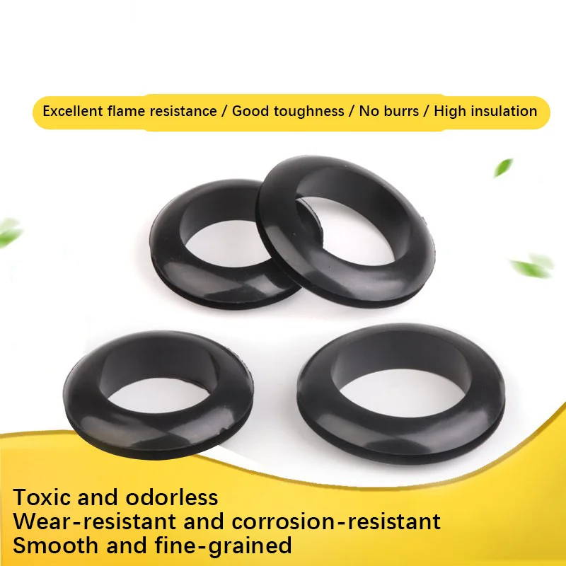 2-1000pcs Durable Black Rubber Double-Sided Cable Grommet Sleeve & Waterproof Sealing Gasket Dustproof O-Ring for Wire Exit Hole