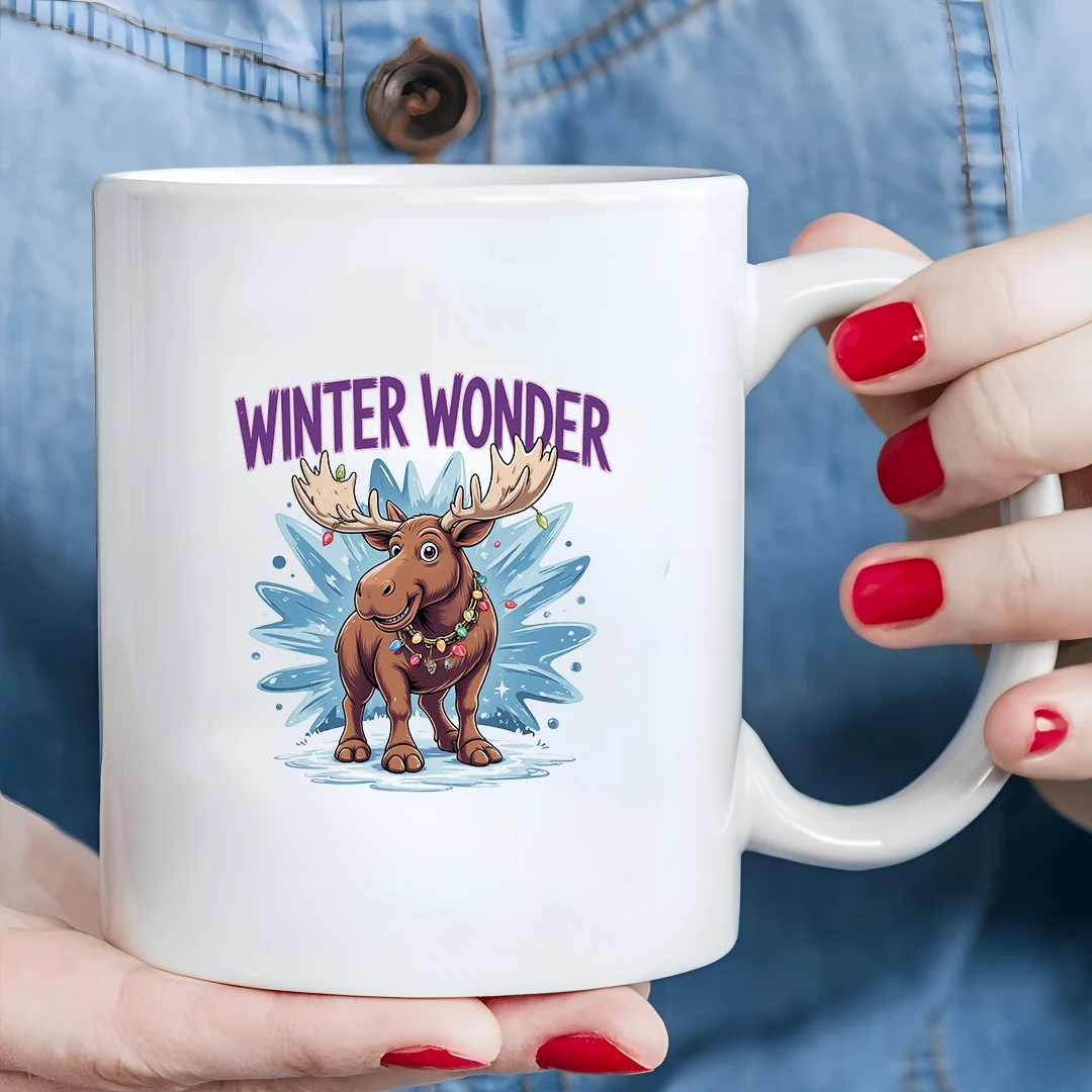 

11oz cartoon reindeer Christmas mug + kids' cold & hot beverage cup Christmas gift for family & office