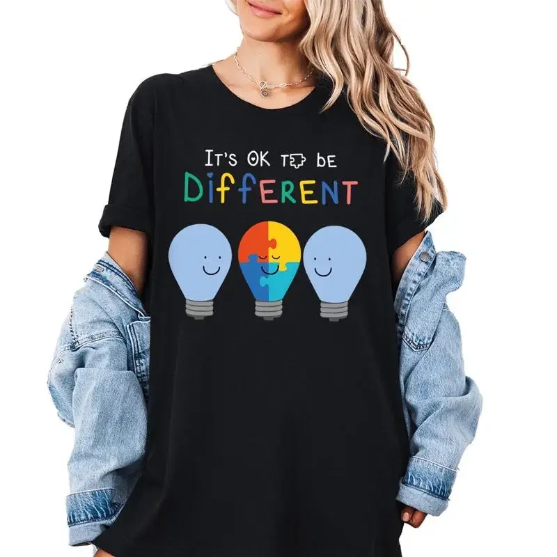 It's Ok To Be DifferenT T Shirt Autism Awareness Cow Motivational Yourself Positivity Vibe