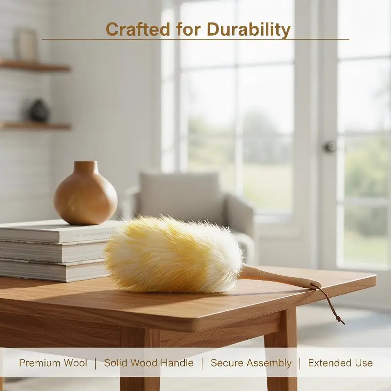 Lightweight Anti-Static Wool Brush with Expanding Handle for Dust Removal