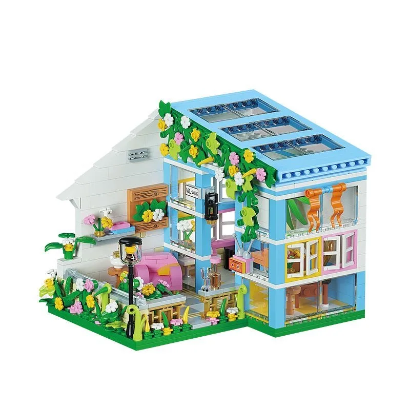 Mooie Bloem Huis Sprookje Stad Bouwstenen DIY Educatief Speelgoed Brinquedos Bricks Geschenken Nieuwjaar Meisje Aanwezig YZ