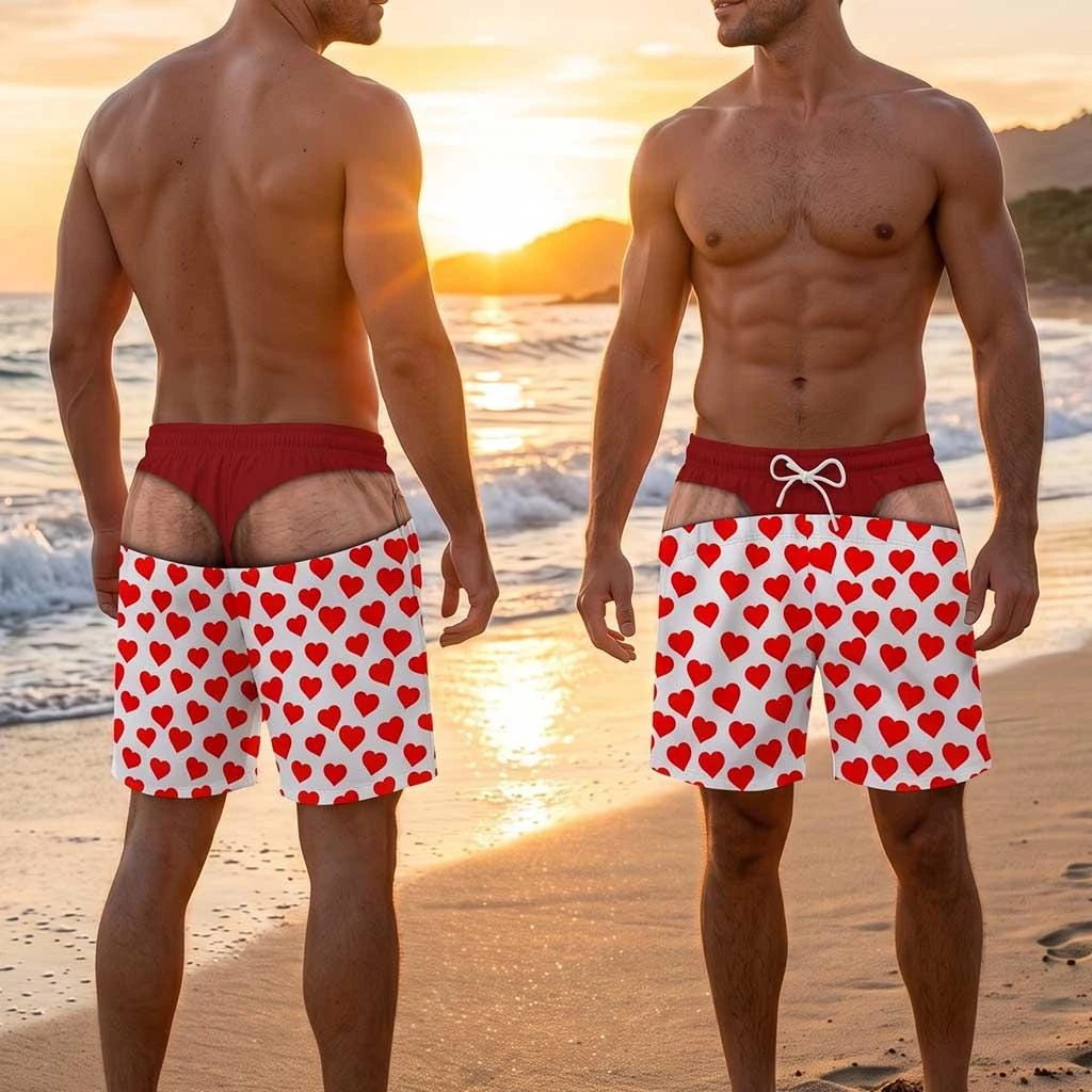 Men's Summer Vacation Fun and Unique 3D Padded Buttocks Beach Shorts Suitable for Daily Outings and Pool Parties