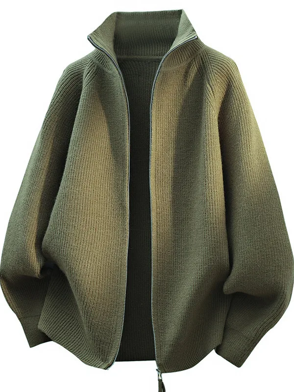 

Мужской повседневный вязаный кардиган на молнии, осенний, модный, простой, с открытым передом, из смесового полиэстера, с длинными рукавами