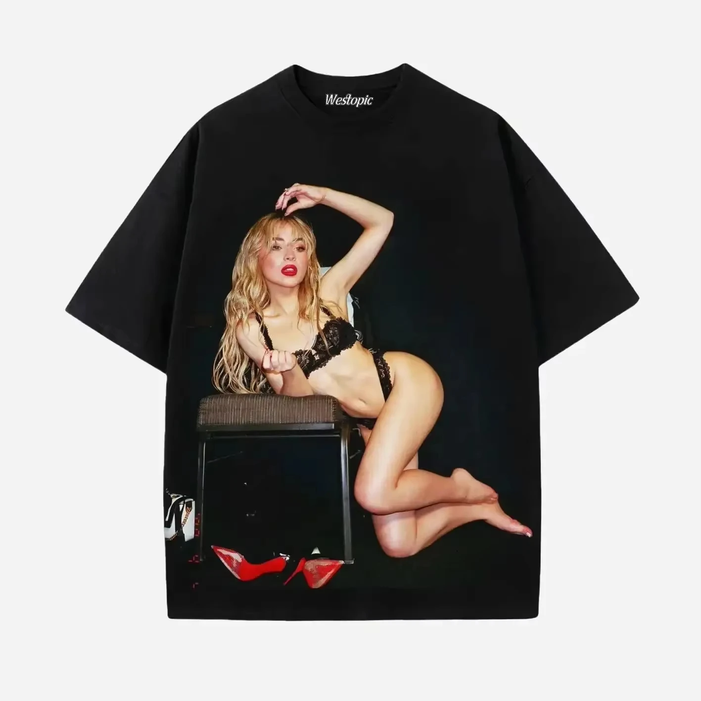 Singer Sabrina Carpenter Classic Poster Graphic Print T-Shirt Men Women O-neck Cotton Streetwear Tee Loose Casual Oversized Top