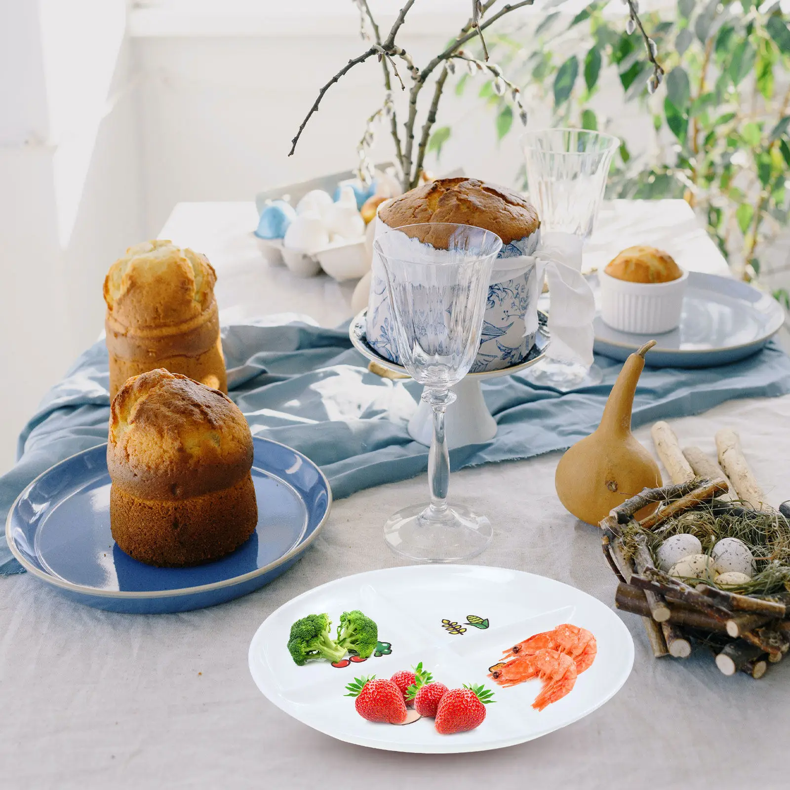 Portable Four Grids Breakfast Plate Premium Melamine Divided Food Tray for Home Hotel Use Non-Slip Bottom Delicate Snack Serving