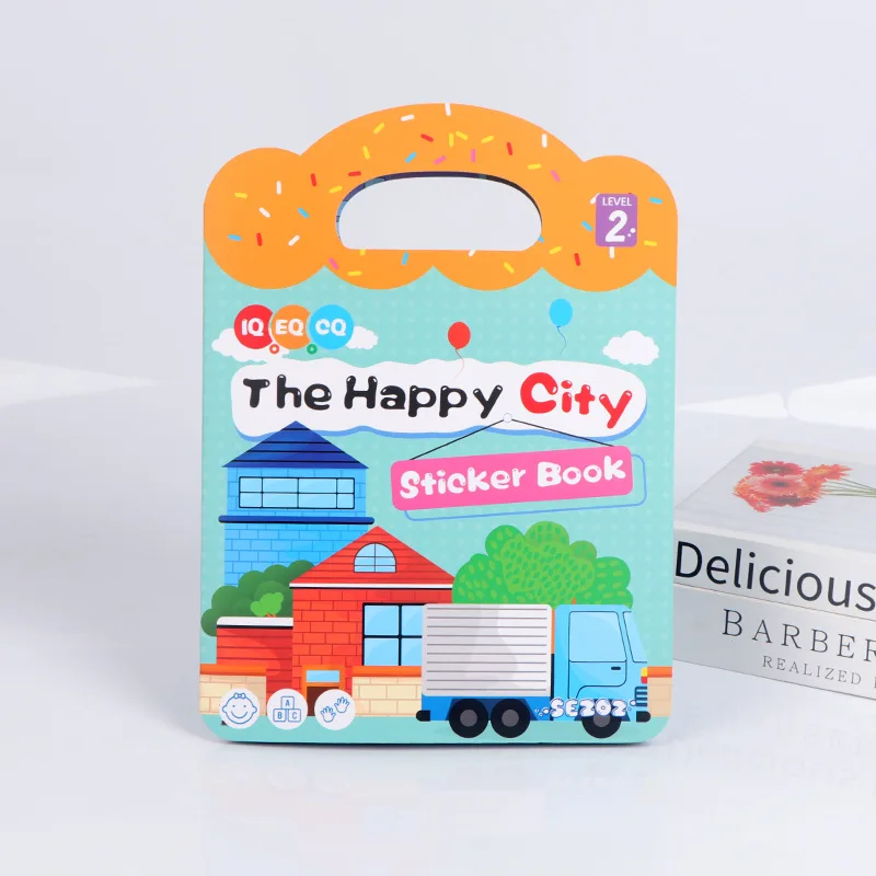 Adesivi in silicone Sezoz riutilizzabili Crea temi diversi per bambini Libro di adesivi per l'educazione precoce del puzzle dei cartoni animati