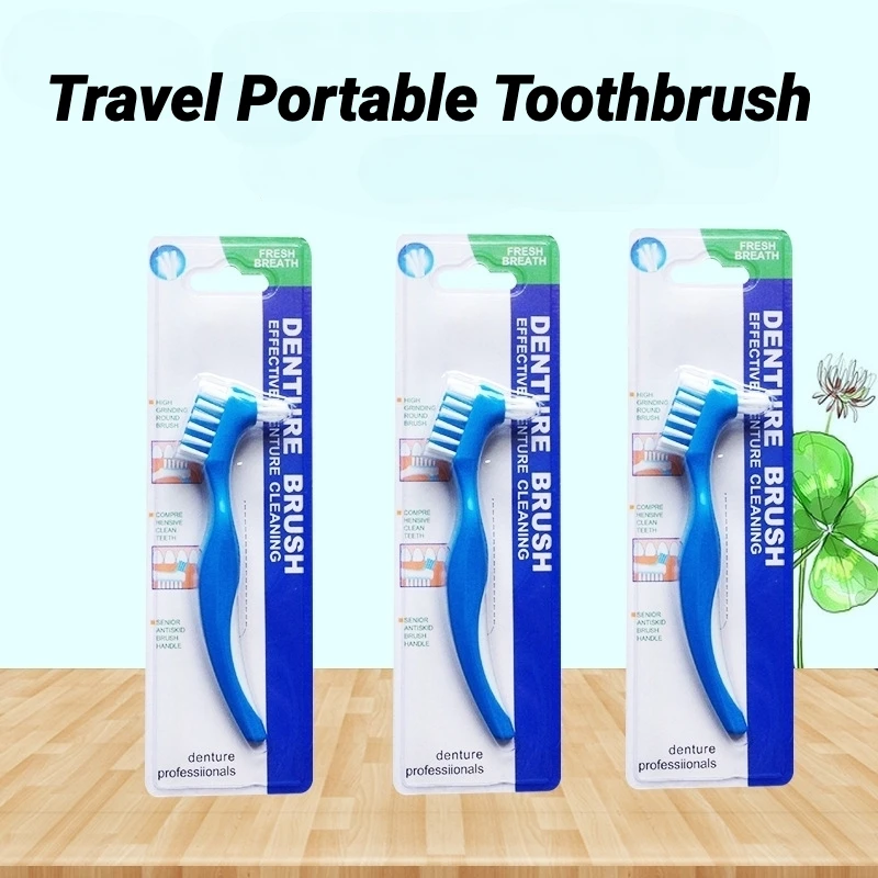 1Pcs Dentistry Travel Protable Toothbursh Denture Brush Hard Oral Hygiene Denture Cleaning Brush False Teeth Brush Toothbrush