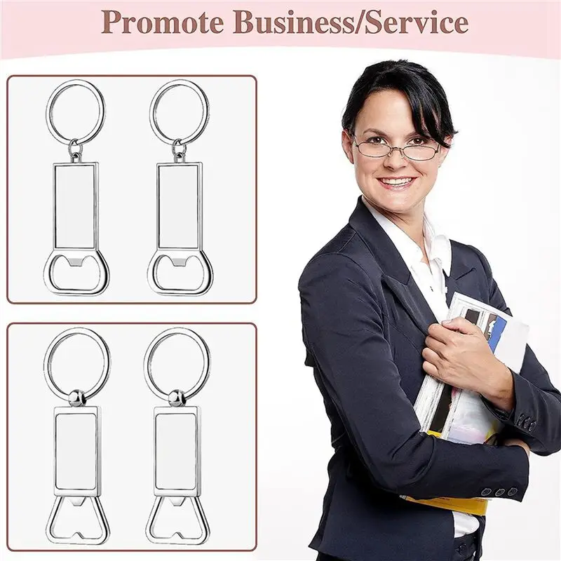 A36T-60PCS Sublimation Blanks Keychains Metal Bottle Opener Blank Key Rings Gift For Your Boyfriend, Husband, Father