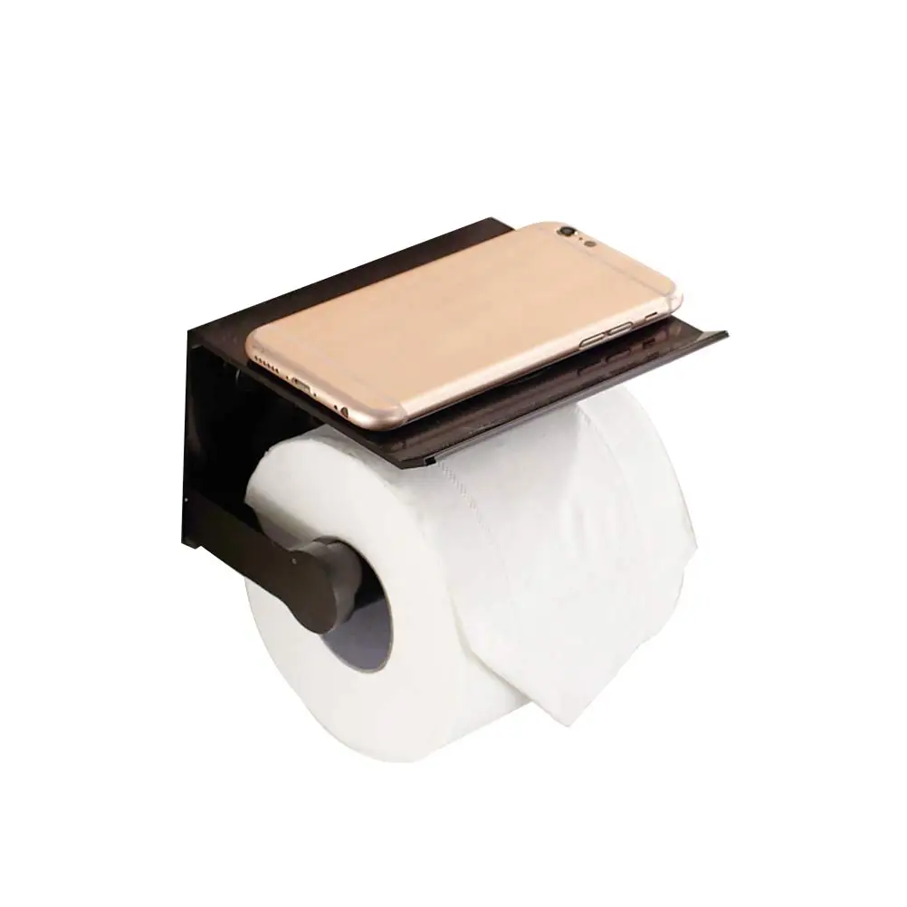 

Toilet Paper Holder Space Aluminum Wall Mounted Tissue Roll Storage Shelf Mobile Phone Rack For Bathroom Home Hotel Public
