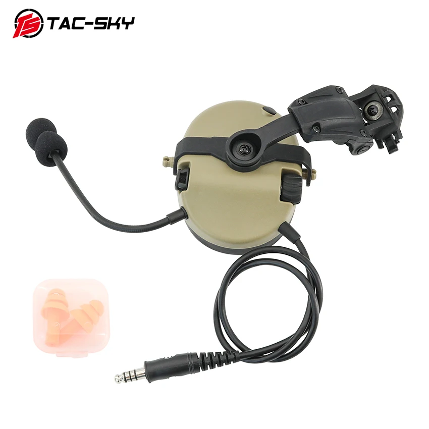 TAC-SKY Taktyczny zestaw słuchawkowy ARC Rail Mount Silikonowe nauszniki Jednostronny zestaw słuchawkowy z U94 PTT do radiotelefonów Baofeng UV5R UV82