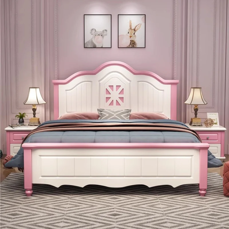 Korean Solid Wood Bed White Double Children Bedside Table Bed Storage Nordic Somieres Y Marcos De Cama Bedroom Furniture