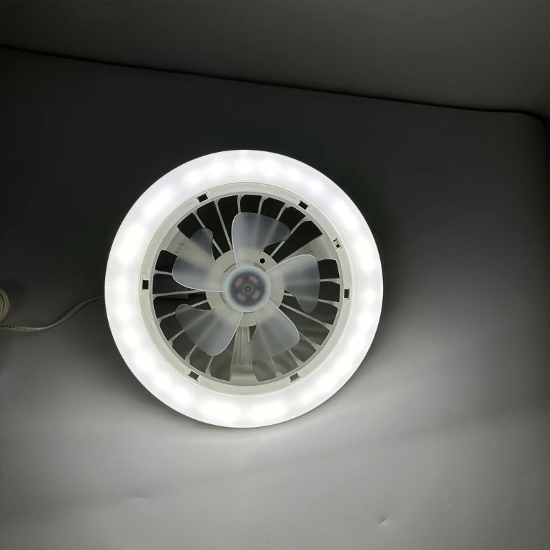 مروحة سقف مزودة بمصباح LED ، 3-Blade E27 مصباح رأس فلوش مع جهاز تحكم عن بعد ، سطوع ضوء سرعة الرياح قابل للتعديل
