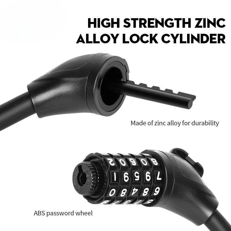 Bicycle Lock 5 Digit Code 1200mm*12mm Anti-theft Lock Bike Security Accessory Steel Cable Cycling Bicycle Lock 251106
